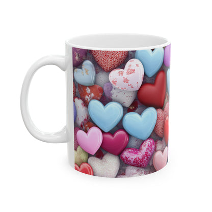 Colorful Heart Pattern Ceramic Mug - Perfect for Loved Ones and Celebrations - Valentine Gift