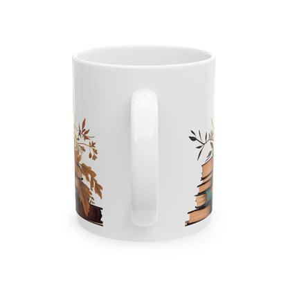 Cozy Bookshelf Ceramic Mug - Cute Coffee Cup for Book Lovers - Valentine Gift