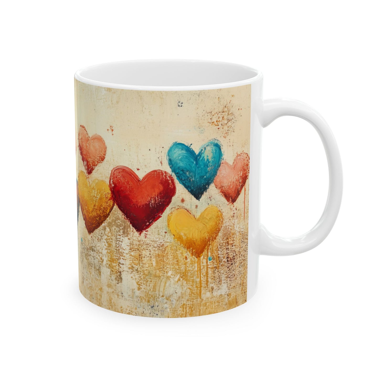 Colorful Hearts Ceramic Coffee Mug - Perfect Gift for Valentine's Day and Love Celebrations