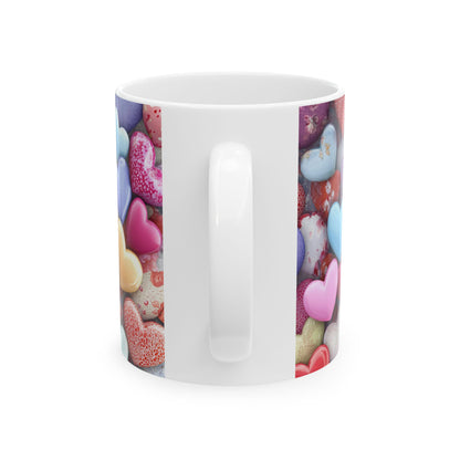 Colorful Heart Pattern Ceramic Mug - Perfect for Loved Ones and Celebrations - Valentine Gift