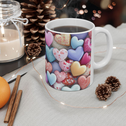 Colorful Heart Pattern Ceramic Mug - Perfect for Loved Ones and Celebrations - Valentine Gift