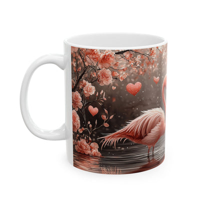 Flamingo Love Ceramic Mug - Perfect Gift for Couples, Floral Design - Valentine Gift