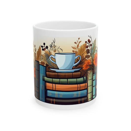 Cozy Bookshelf Ceramic Mug - Cute Coffee Cup for Book Lovers - Valentine Gift