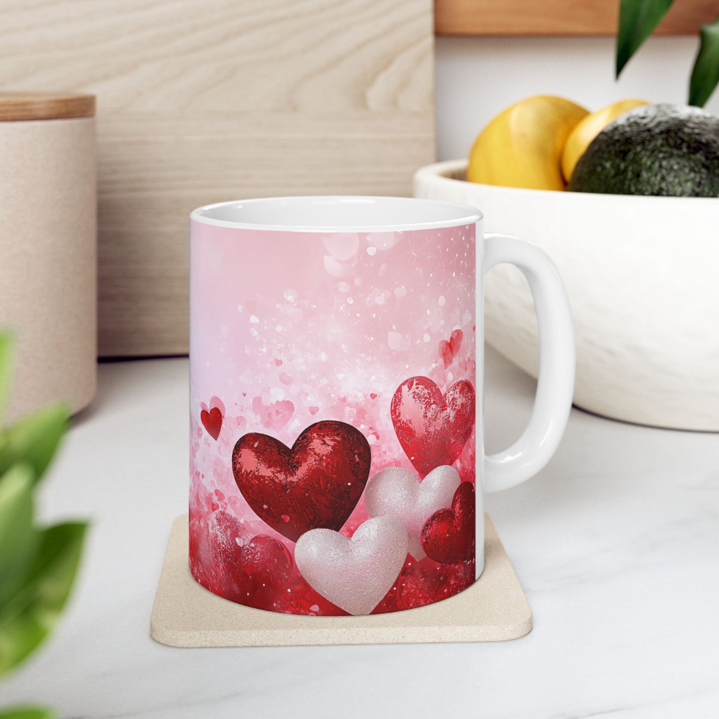 Romantic Heart Ceramic Mug - Perfect Gift for Valentine's Day, Anniversaries & Love Celebrations