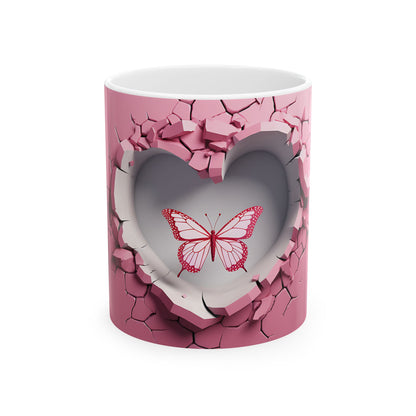 Broken Heart Butterfly Ceramic Mug - 11oz - Perfect Gift for Loved Ones