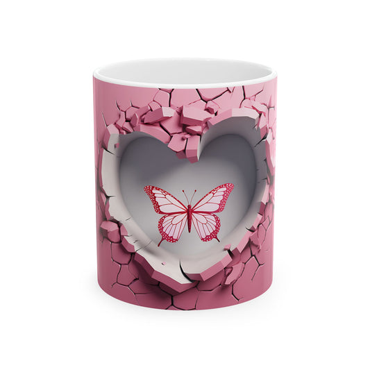 Broken Heart Butterfly Ceramic Mug - 11oz - Perfect Gift for Loved Ones