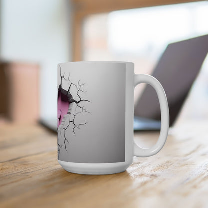 Cracked Heart Butterfly Ceramic Mug | 15oz | Unique Gift for Love & Friendship | Valentine Gift