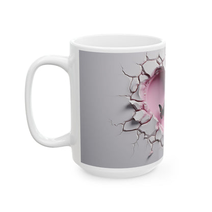 Butterfly Heart Ceramic Mug – Perfect Gift for Love & Nature Enthusiasts - Valentine Gift (15oz)