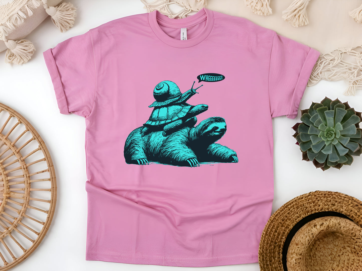 Sloth Turtle Snail Shirt, Funny Piggyback Animal Tee, Lazy Cute Animal Lover T-Shirt, Relaxed Chill Mode Unisex Tee