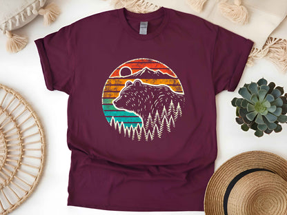 Bear Outdoor Mountains T-Shirt – Wildlife Nature Tee, Forest Adventure Shirt, Hiking Camping Gift, Unisex Mountain Graphic Tee