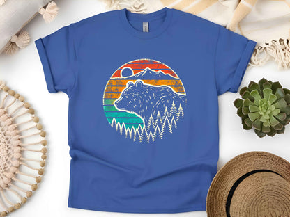 Bear Outdoor Mountains T-Shirt – Wildlife Nature Tee, Forest Adventure Shirt, Hiking Camping Gift, Unisex Mountain Graphic Tee