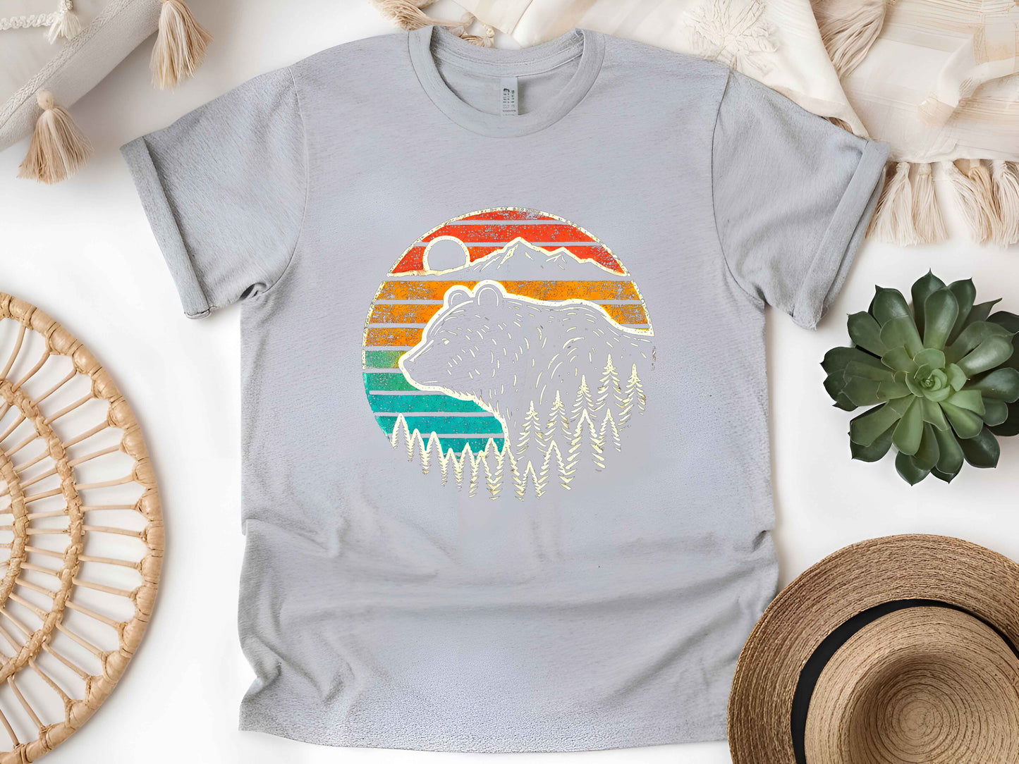 Bear Outdoor Mountains T-Shirt – Wildlife Nature Tee, Forest Adventure Shirt, Hiking Camping Gift, Unisex Mountain Graphic Tee