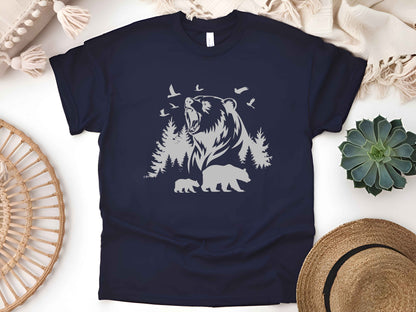 Bear Outdoor Scene T-Shirt – Wildlife Nature Tee, Mountain Adventure Shirt, Hiking Camping Gift, Unisex Forest Graphic Tee