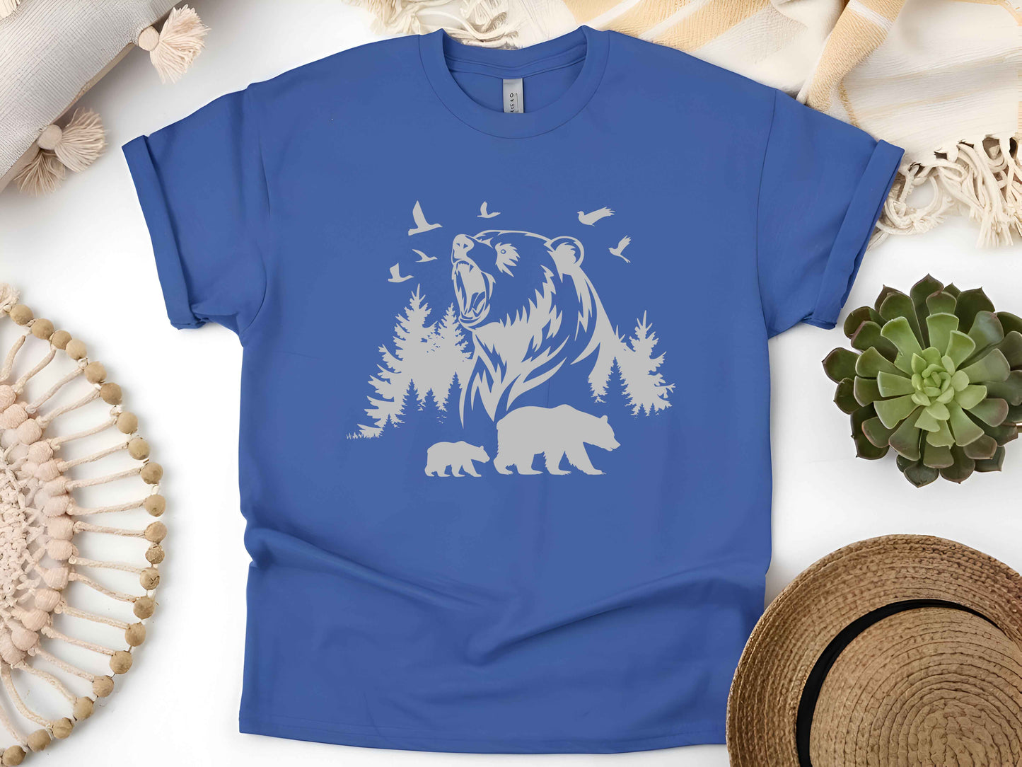 Bear Outdoor Scene T-Shirt – Wildlife Nature Tee, Mountain Adventure Shirt, Hiking Camping Gift, Unisex Forest Graphic Tee