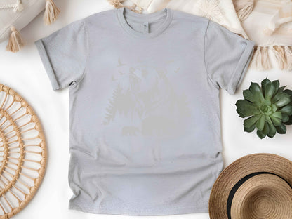 Bear Outdoor Scene T-Shirt – Wildlife Nature Tee, Mountain Adventure Shirt, Hiking Camping Gift, Unisex Forest Graphic Tee