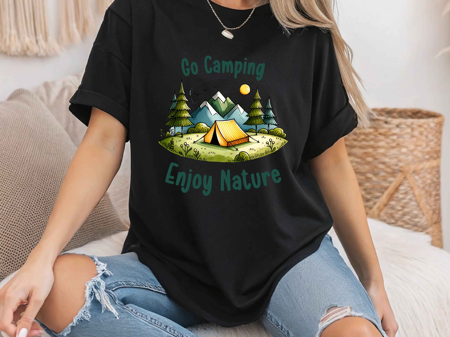 Go Camping Shirt, Enjoy Nature Tee, Funny Outdoor Adventure T-Shirt, Hiking Camper Gift, Unisex Wilderness Camping Life Tee