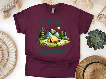 Go Camping Shirt, Enjoy Nature Tee, Funny Outdoor Adventure T-Shirt, Hiking Camper Gift, Unisex Wilderness Camping Life Tee