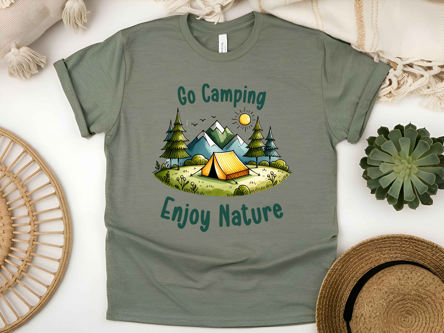 Go Camping Shirt, Enjoy Nature Tee, Funny Outdoor Adventure T-Shirt, Hiking Camper Gift, Unisex Wilderness Camping Life Tee