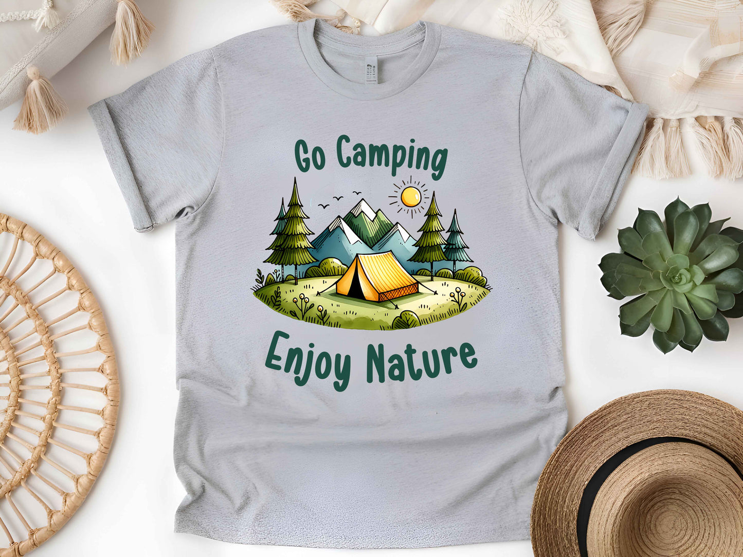 Go Camping Shirt, Enjoy Nature Tee, Funny Outdoor Adventure T-Shirt, Hiking Camper Gift, Unisex Wilderness Camping Life Tee