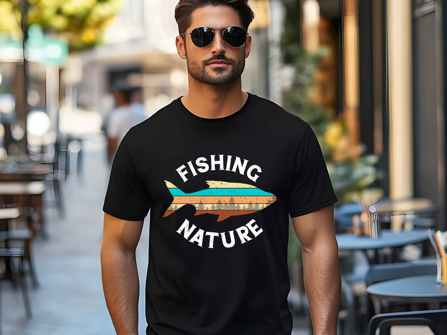 "Fishing & Nature" Vintage T-Shirt – Retro Fisherman Tee for Outdoor & Fishing Lovers