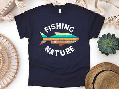 "Fishing & Nature" Vintage T-Shirt – Retro Fisherman Tee for Outdoor & Fishing Lovers