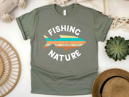 "Fishing & Nature" Vintage T-Shirt – Retro Fisherman Tee for Outdoor & Fishing Lovers