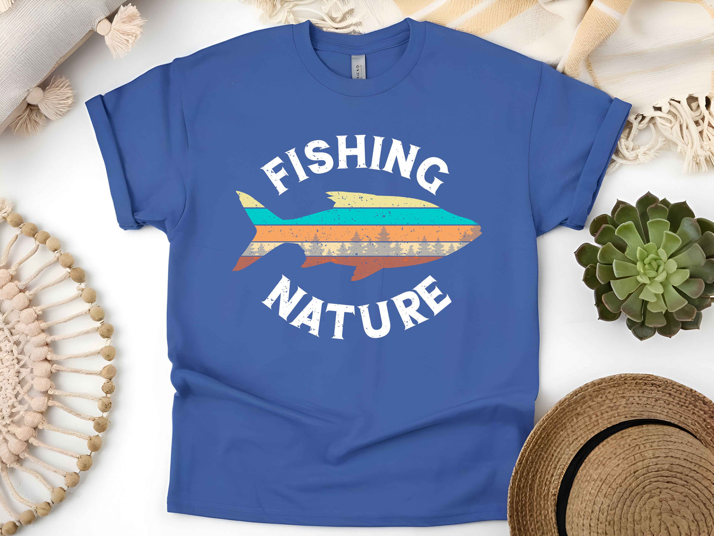 "Fishing & Nature" Vintage T-Shirt – Retro Fisherman Tee for Outdoor & Fishing Lovers