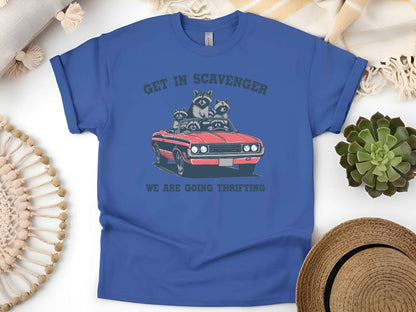 Scavenger Raccoon Vintage Car T-Shirt – Retro Animal Lover Tee