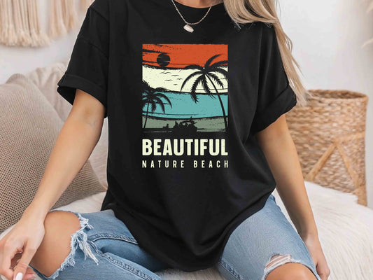 Vintage Summer Beach Tee, Retro Nature T-Shirt, Unisex Ocean Lover Shirt, Scenic Vacation Gift, Eco-Friendly Coastal Graphic Tee