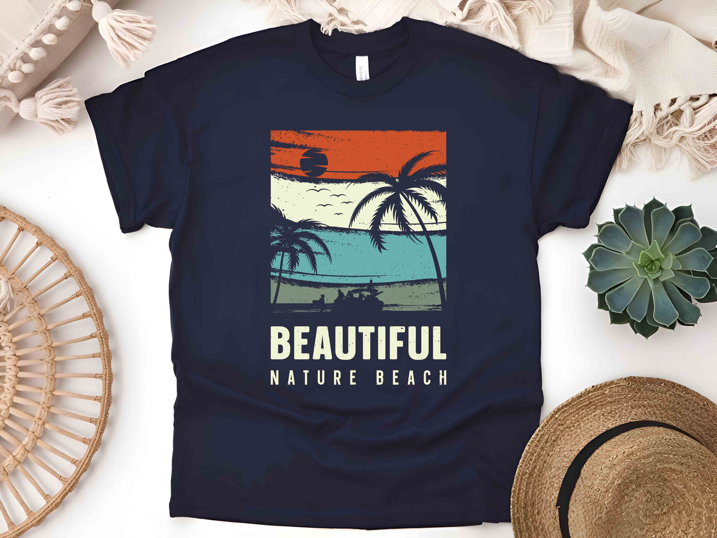 Vintage Summer Beach Tee, Retro Nature T-Shirt, Unisex Ocean Lover Shirt, Scenic Vacation Gift, Eco-Friendly Coastal Graphic Tee