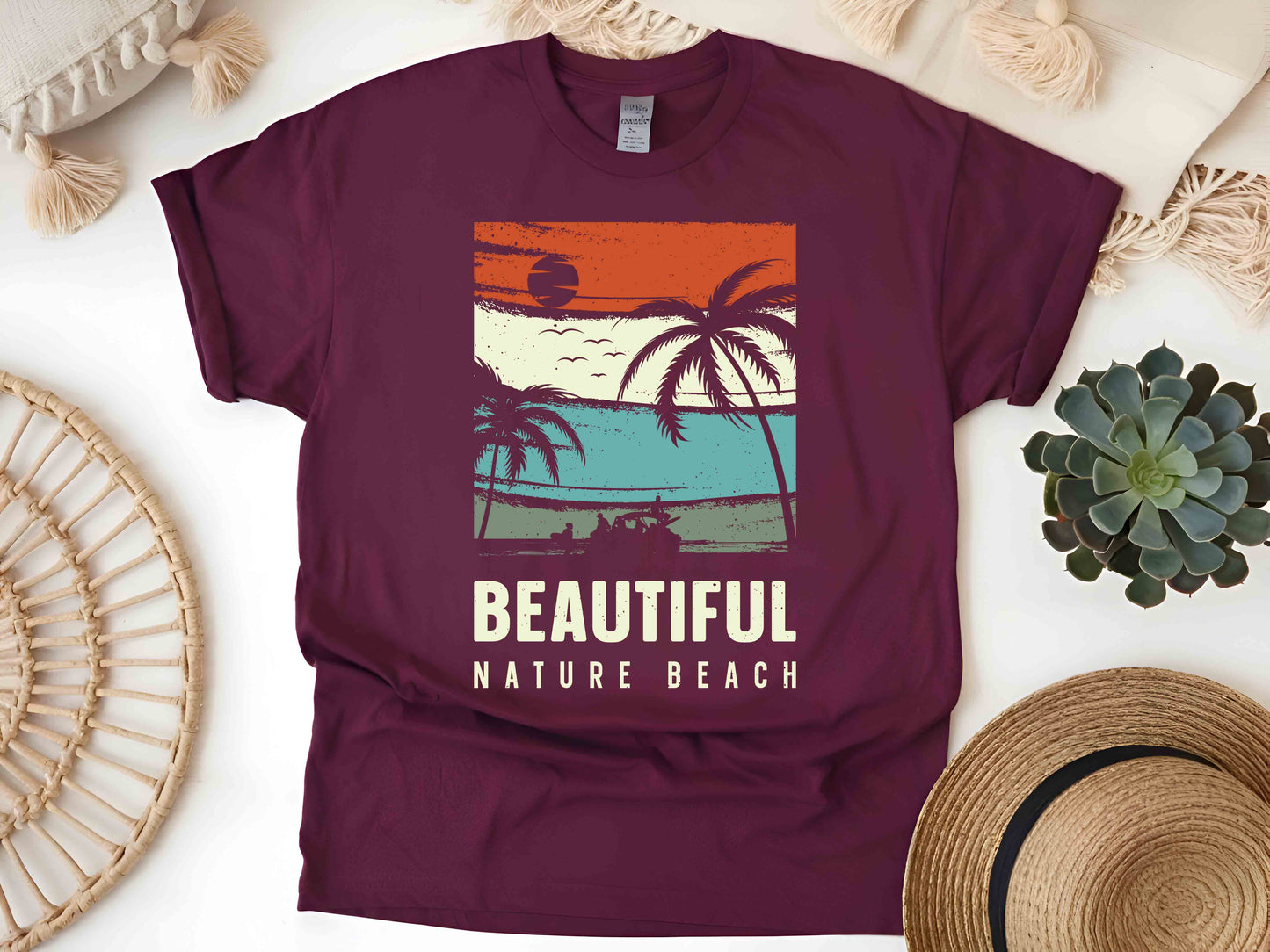 Vintage Summer Beach Tee, Retro Nature T-Shirt, Unisex Ocean Lover Shirt, Scenic Vacation Gift, Eco-Friendly Coastal Graphic Tee