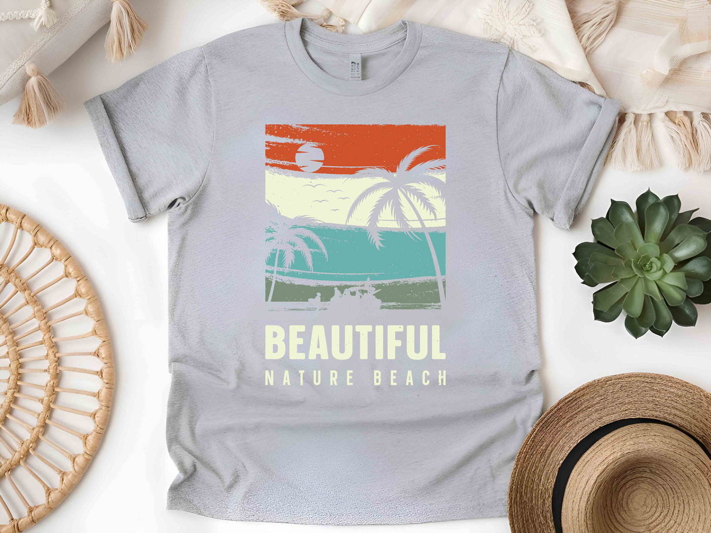 Vintage Summer Beach Tee, Retro Nature T-Shirt, Unisex Ocean Lover Shirt, Scenic Vacation Gift, Eco-Friendly Coastal Graphic Tee