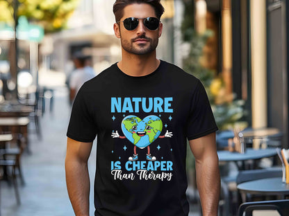 Nature Is Cheaper Than Therapy Shirt, Earth Day T-Shirt, Unisex Outdoor Lover Tee, Hiking Adventure Gift, Eco-Friendly Nature Tee