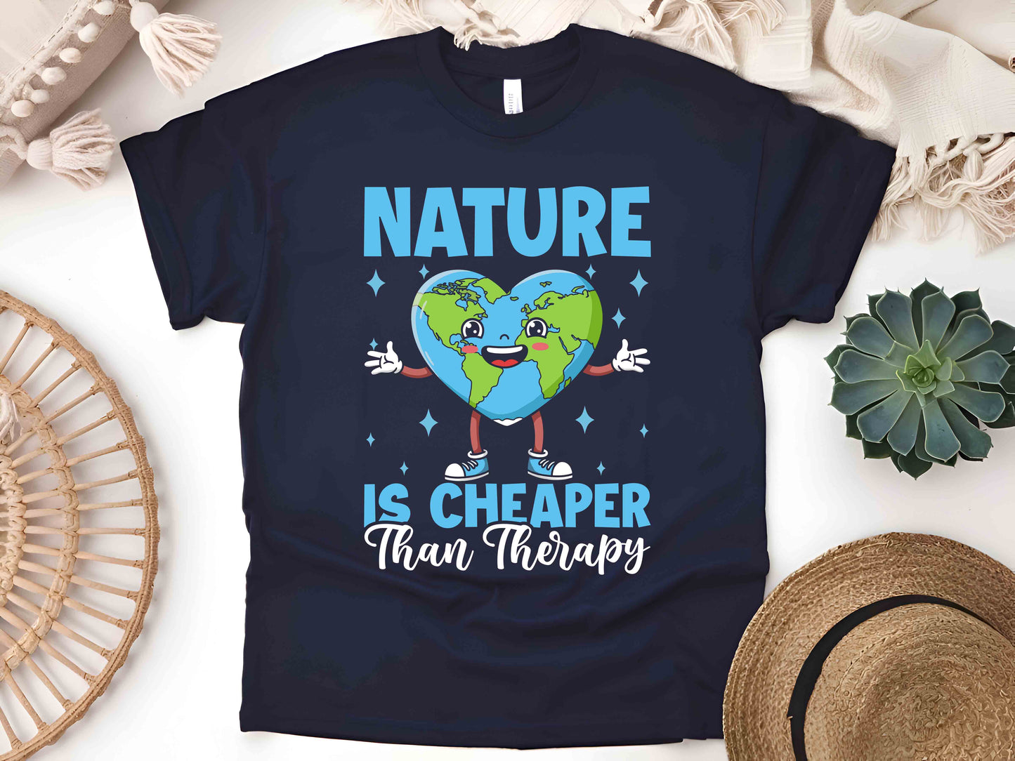 Nature Is Cheaper Than Therapy Shirt, Earth Day T-Shirt, Unisex Outdoor Lover Tee, Hiking Adventure Gift, Eco-Friendly Nature Tee