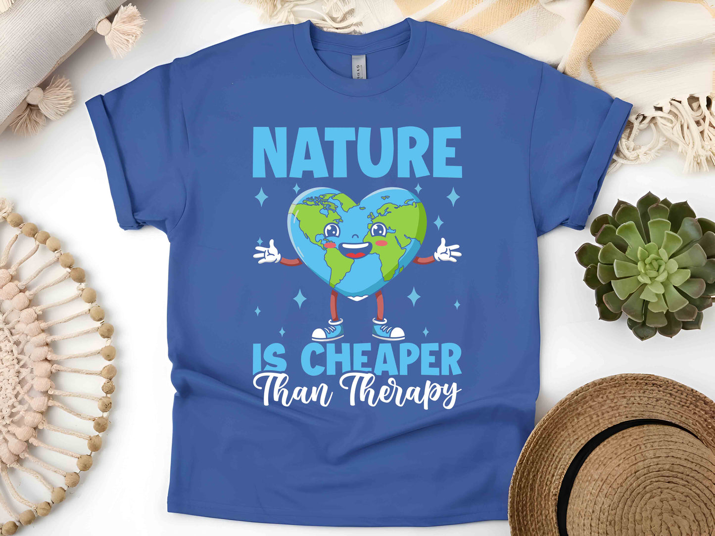 Nature Is Cheaper Than Therapy Shirt, Earth Day T-Shirt, Unisex Outdoor Lover Tee, Hiking Adventure Gift, Eco-Friendly Nature Tee