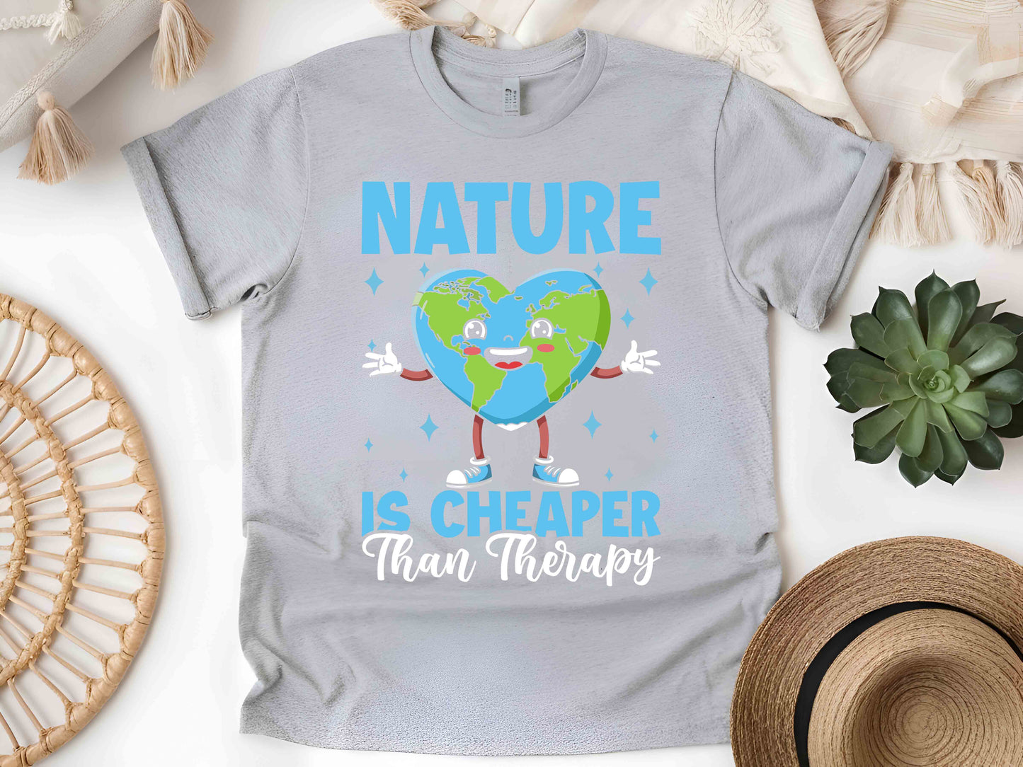 Nature Is Cheaper Than Therapy Shirt, Earth Day T-Shirt, Unisex Outdoor Lover Tee, Hiking Adventure Gift, Eco-Friendly Nature Tee