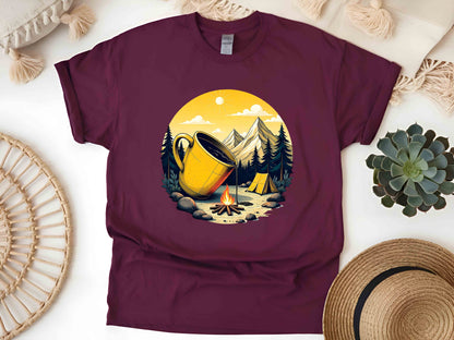 Morning Coffee in Nature T-Shirt – Unisex Eco-Friendly Tee for Outdoor and Coffee Enthusiasts