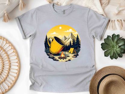 Morning Coffee in Nature T-Shirt – Unisex Eco-Friendly Tee for Outdoor and Coffee Enthusiasts