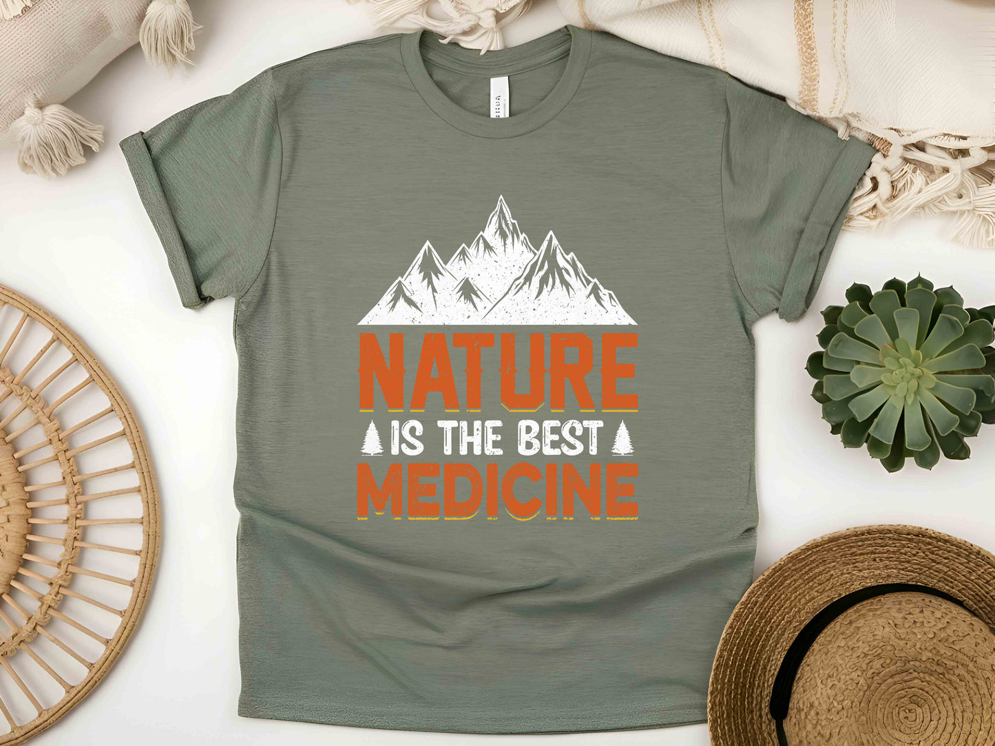 Nature is the Best Medicine T-Shirt – Unisex Eco-Friendly Tee for Outdoor Enthusiasts and Wellness Advocates