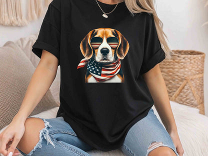 Patriotic Beagle Dog T-Shirt with American Flag – Unisex Eco-Friendly Tee for Dog Lovers and Patriots