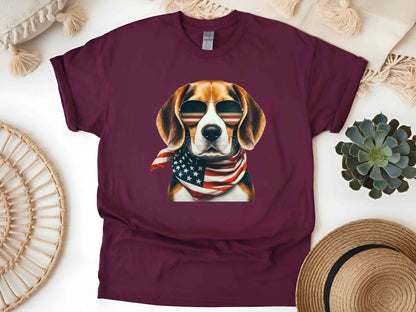 Patriotic Beagle Dog T-Shirt with American Flag – Unisex Eco-Friendly Tee for Dog Lovers and Patriots