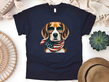 Patriotic Beagle Dog T-Shirt with American Flag – Unisex Eco-Friendly Tee for Dog Lovers and Patriots