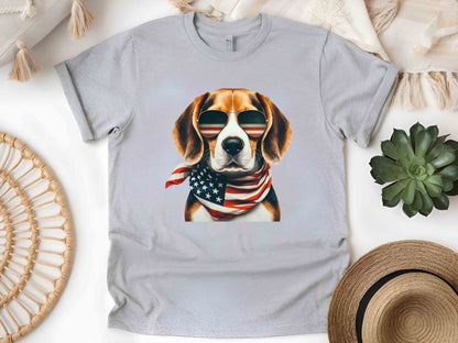 Patriotic Beagle Dog T-Shirt with American Flag – Unisex Eco-Friendly Tee for Dog Lovers and Patriots