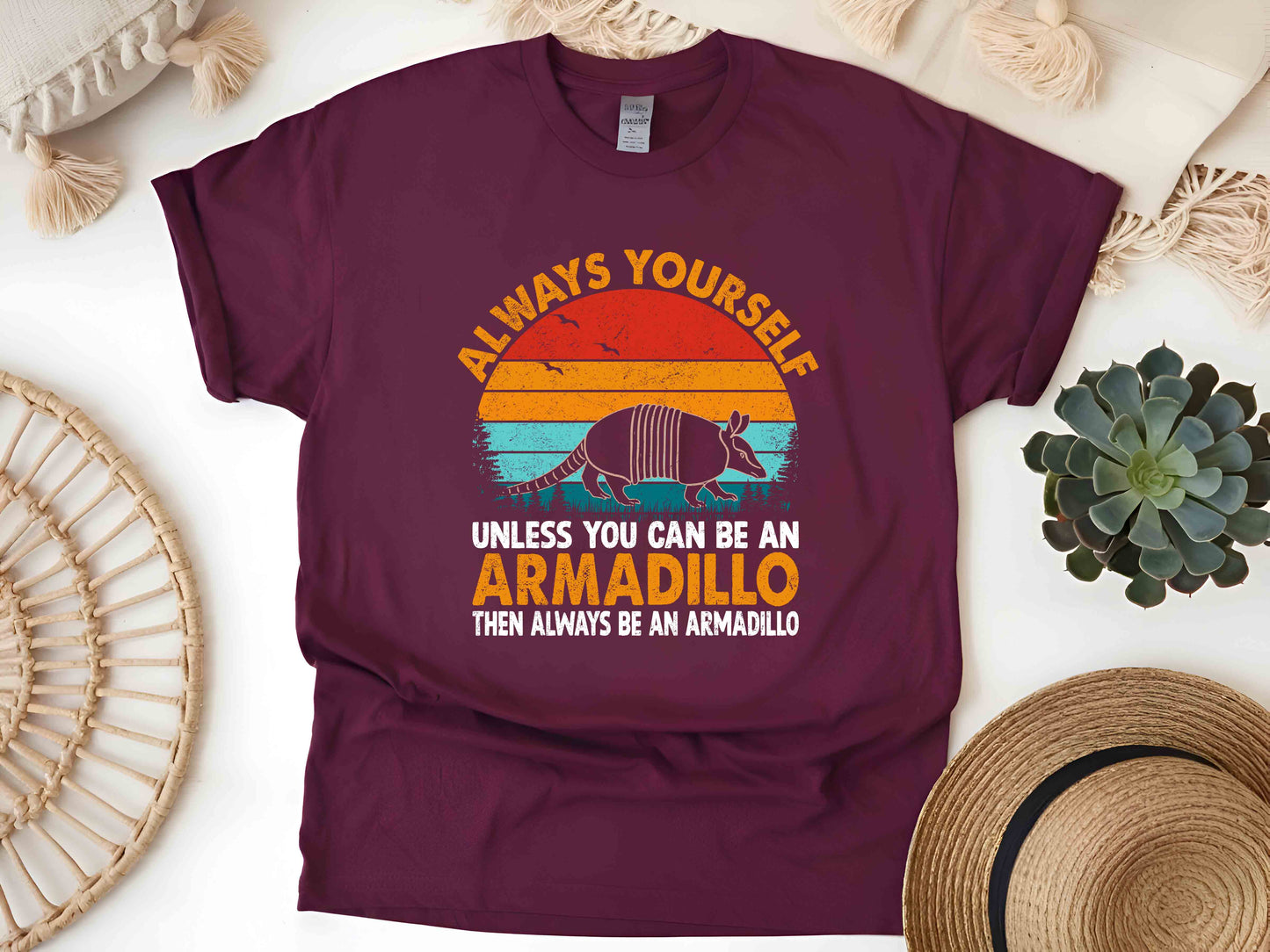 Vintage Armadillo T-Shirt, Retro Animal Lover Tee, "Always Be Yourself Unless You Can Be an Armadillo" Unisex Graphic Shirt, Funny Wildlife Gift