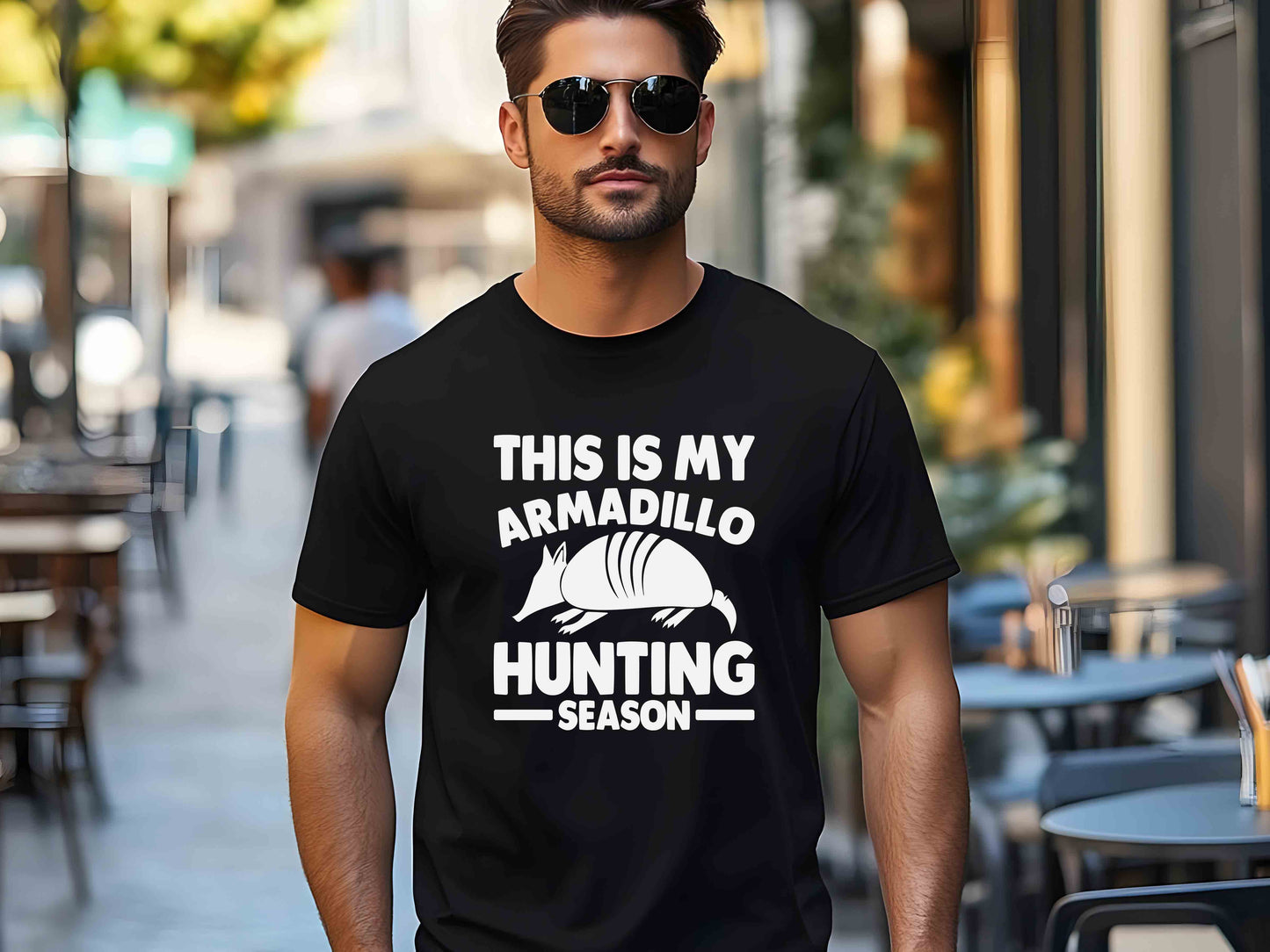 Armadillo Hunting Season Funny T-Shirt – Retro Wildlife Graphic Tee, Unisex Humor Apparel, Perfect Gift for Hunters and Armadillo Enthusiasts