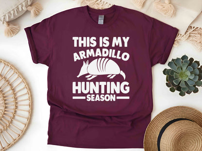 Armadillo Hunting Season Funny T-Shirt – Retro Wildlife Graphic Tee, Unisex Humor Apparel, Perfect Gift for Hunters and Armadillo Enthusiasts