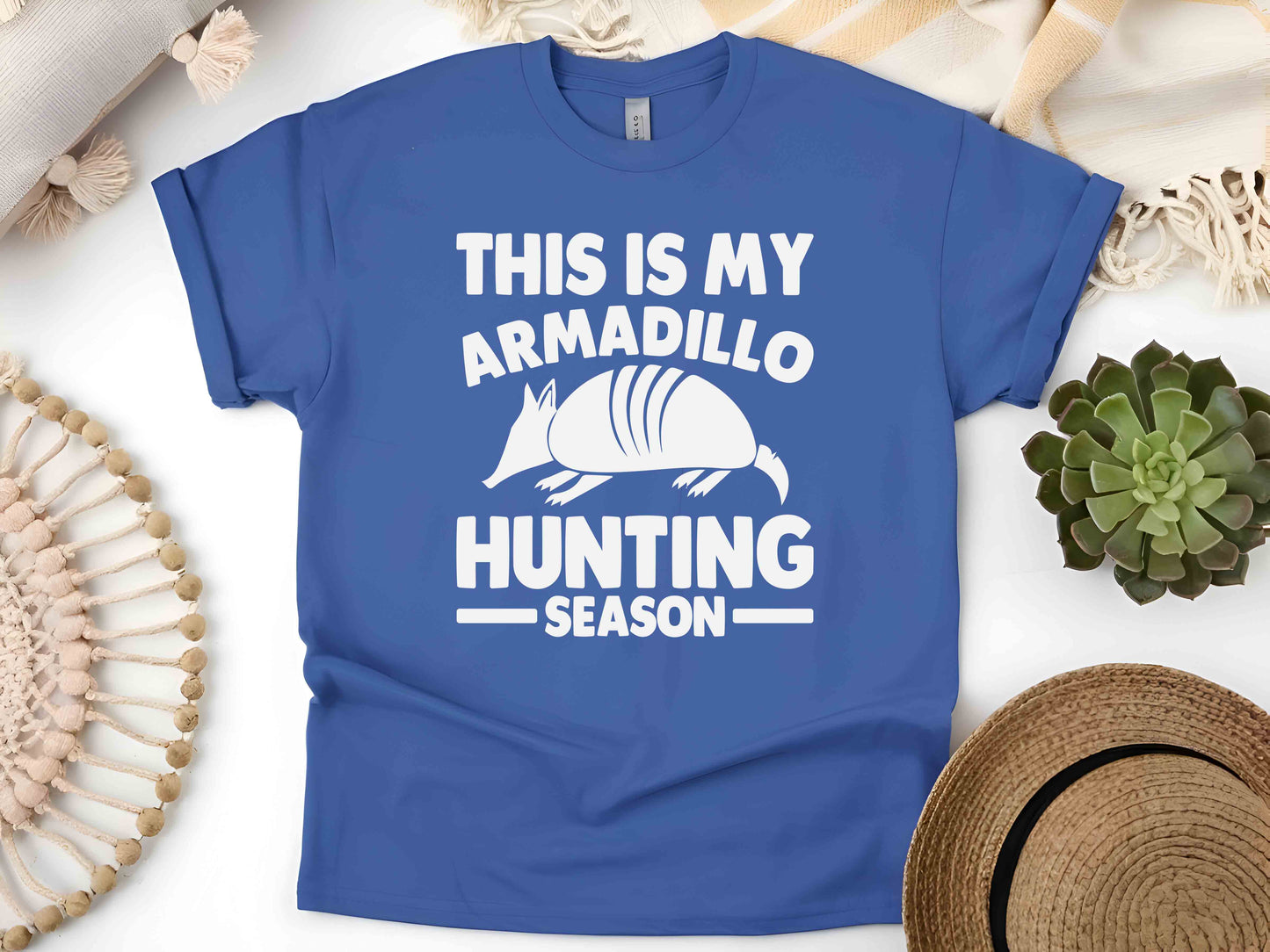 Armadillo Hunting Season Funny T-Shirt – Retro Wildlife Graphic Tee, Unisex Humor Apparel, Perfect Gift for Hunters and Armadillo Enthusiasts