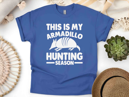 Armadillo Hunting Season Funny T-Shirt – Retro Wildlife Graphic Tee, Unisex Humor Apparel, Perfect Gift for Hunters and Armadillo Enthusiasts