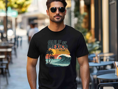 Retro Sunset Gulf of Mexico Since 1550 T-Shirt – Vintage Beach Design