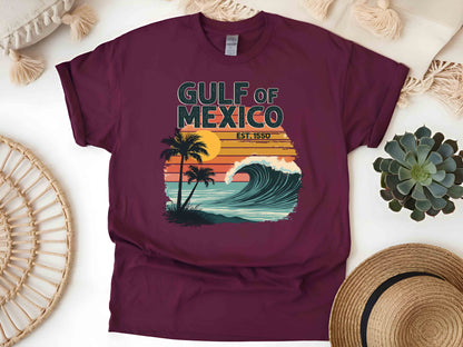 Retro Sunset Gulf of Mexico Since 1550 T-Shirt – Vintage Beach Design